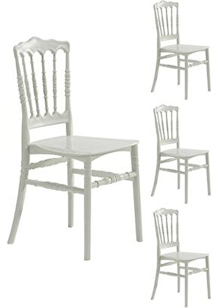 4 Adet Miray Beyaz Sandalye / Balkon-Bahçe-Mutfak