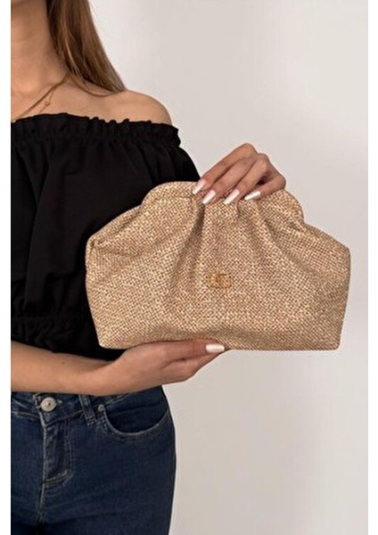 Kadın Vizon Hasır Görünümlü El ve Omuz Askılı Clutch Çanta fiyatları
