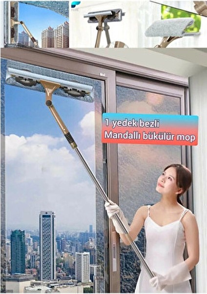 Molto Mikrofiber Bükülür Cam Silme Aparatı Yedek Bez Sağlam Teleskopik Sopa