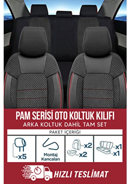 Pam Serisi Oto Koltuk Kılıfı Esnek Kumaş ile 360° Tam Koruma Universal Model İçin