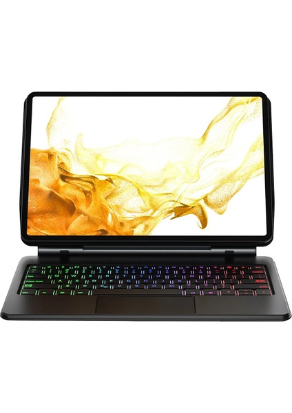 Zengezur Newface Samsung Galaxy T737 Tab S7 Fe 12.4 Kılıf Eternal Ledli Klavyeli Tablet Kılıfı - Siyah