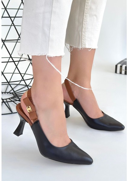 Toran Siyah Cilt Topuklu Ayakkabı modelleri