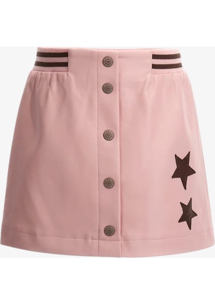 Original Marines Yıldız Baskılı Deri Etek - Pembe