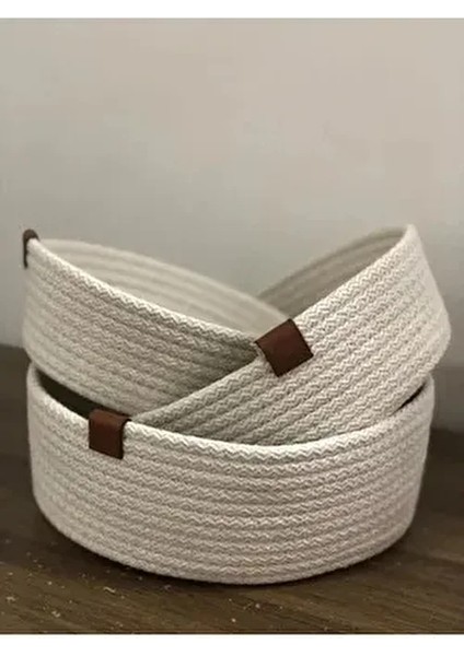 Çok Amaçlı 3lü Sepet, Jüt Ip Örme Sepet, Dekoratif Sepet Set, Hasır Sepet Set, Pamuk Ip Ekru