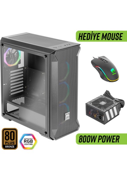 Z5 Surena Argb Gaming Bilgisayar Kasası (4×120MM Fan + Kumanda) – 800W 80+ Bronze Psu Dahil