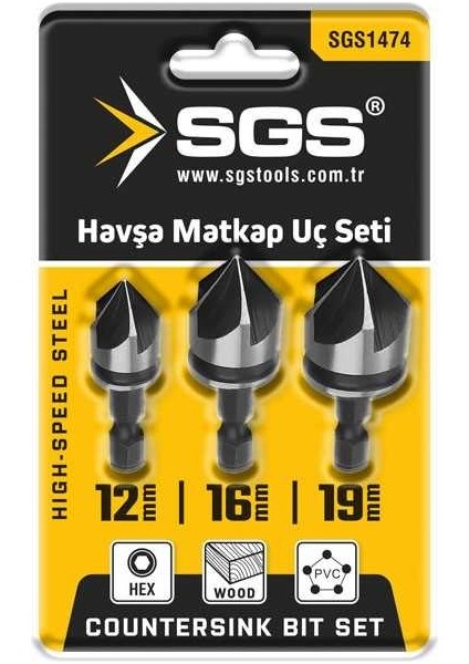 1474 Havşa Matkap Ucu Seti (12MM-16MM-19MM) modelleri
