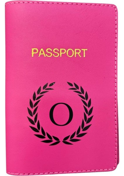 Harf Tasarımlı Deri Pasaport Kılıfı O