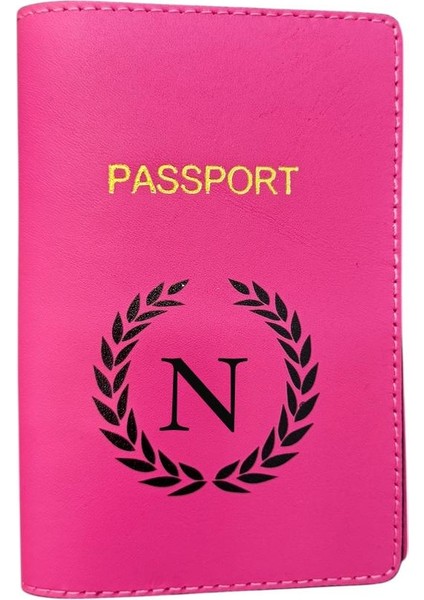 Harf Tasarımlı Deri Pasaport Kılıfı N