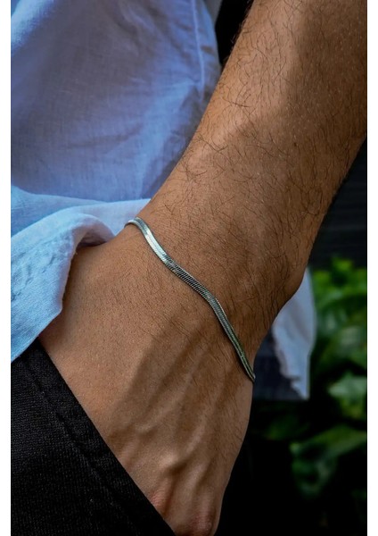 Kişiye Özel Isim Tarih Yazılı Yassı Yılan Paslanmaz Çelik Bileklik SCB25YT fırsatları