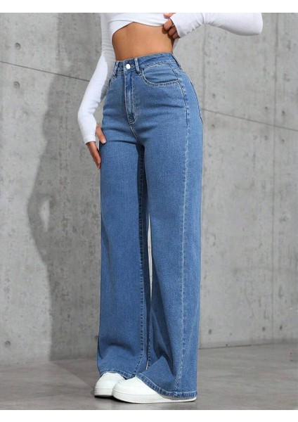 Kadın Baggy Fit Denim Jean Yıkamalı Pantolon fırsatları