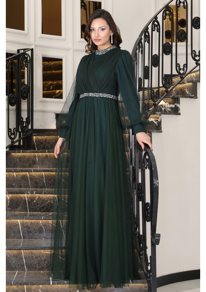 Senna Taş Detaylı Büyük Beden Şık Tesettür Abiye fiyatları