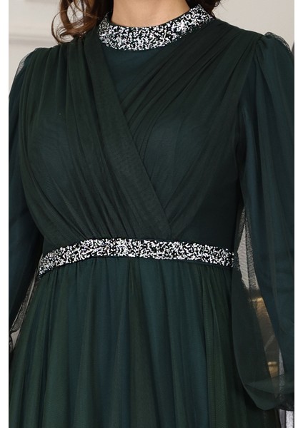 Senna Taş Detaylı Büyük Beden Şık Tesettür Abiye indirimleri