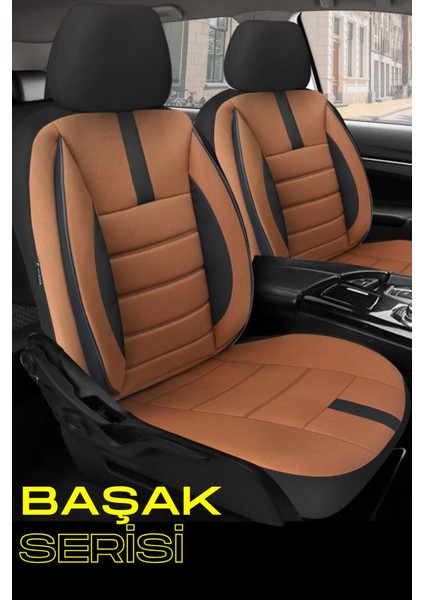 Renault Cli̇o-5 2020 ve Sonrası Taba Başak Serisi Tay Tüyü Koltuk Kılıfı Seti (Ön–arka, Başlıklı, Yan Airbag Uyumlu)