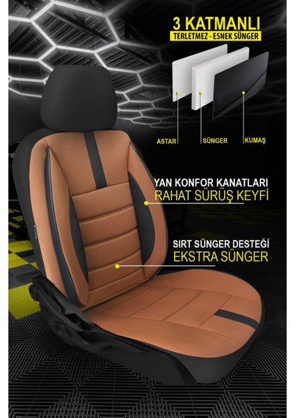 Renault Cli̇o-5 2020 ve Sonrası Taba Başak Serisi Tay Tüyü Koltuk Kılıfı Seti (Ön–arka, Başlıklı, Yan Airbag Uyumlu) fırsatları