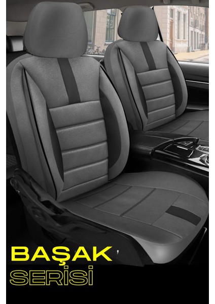 Renault Tali̇sman 2016 ve Sonrası Füme Başak Serisi Tay Tüyü Koltuk Kılıfı Seti (Ön–arka, Başlıklı, Yan Airbag Uyumlu)