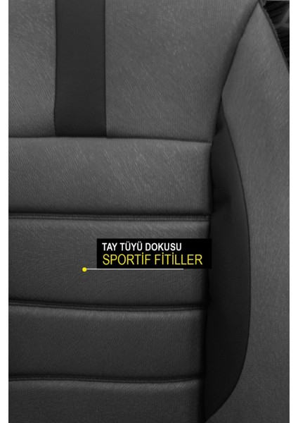 Renault Tali̇sman 2016 ve Sonrası Füme Başak Serisi Tay Tüyü Koltuk Kılıfı Seti (Ön–arka, Başlıklı, Yan Airbag Uyumlu) fiyatları