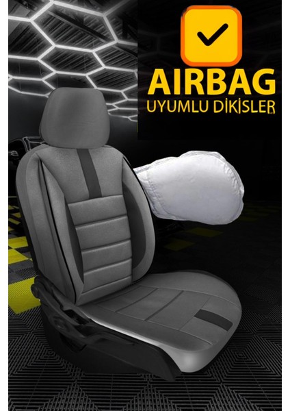Renault Tali̇sman 2016 ve Sonrası Füme Başak Serisi Tay Tüyü Koltuk Kılıfı Seti (Ön–arka, Başlıklı, Yan Airbag Uyumlu) indirimleri