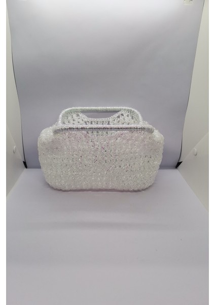 Burslu Clutch Çanta Beyaz Simli Metalik Kağıt Ip El Yapımı fiyatları