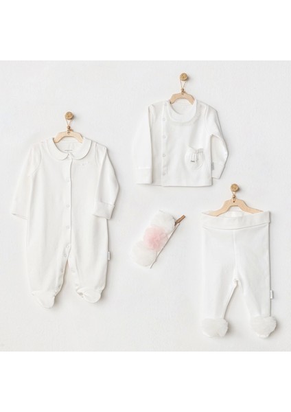 Andywawa AC24501 Petit Love Newborn Tüllü 4 Parça Set Ekru