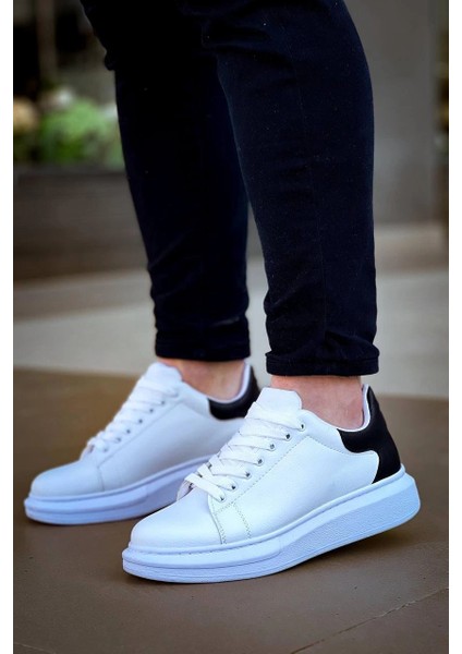 KB-X500 Kuback Bağcıklı Beyaz Siyah Günlük Erkek Ayakkabı