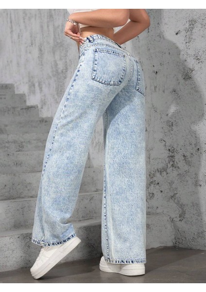 Kadın Baggy Fit Denim Jean Yıkamalı Pantolon fiyatları
