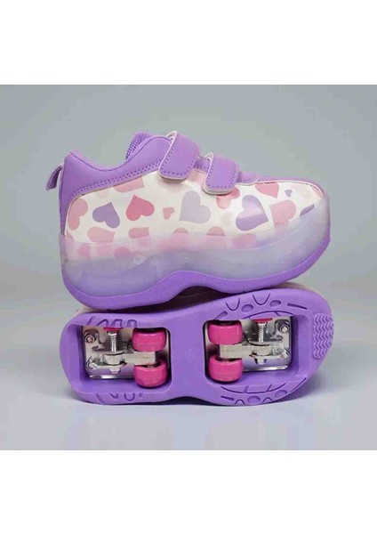 Mor Kalp Detaylı Acıkır Kapanır Çocuk Paten Ayakkabı