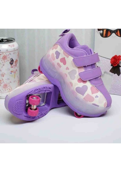 Mor Kalp Detaylı Acıkır Kapanır Çocuk Paten Ayakkabı modelleri