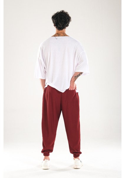 Erkek Fitilli Bordo Relax Fit Pileli Şalvar Pantolon COC1127 indirimleri