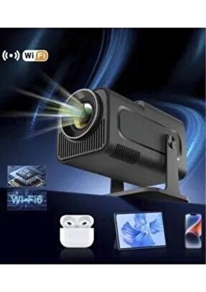 HY320 Mini Siyah Taşınabilir Sinema Projektörü 4K 720P Ev Sineması Bluetooth Android Projeksiyon fiyatları