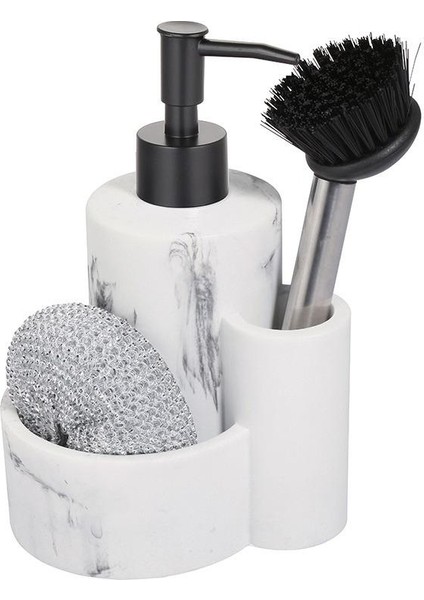 Polyester Sıvı Sabunluk, Süngerlik ve Lavabo Fırçası – Dekoratif & Dayanıklı