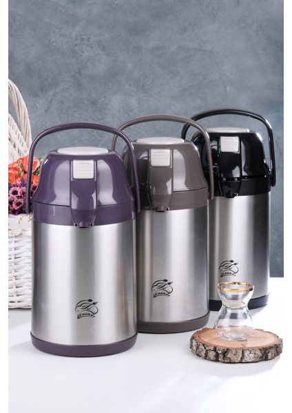 CKR-2007 2.5lt Pompalı Çelik Termos (5224)