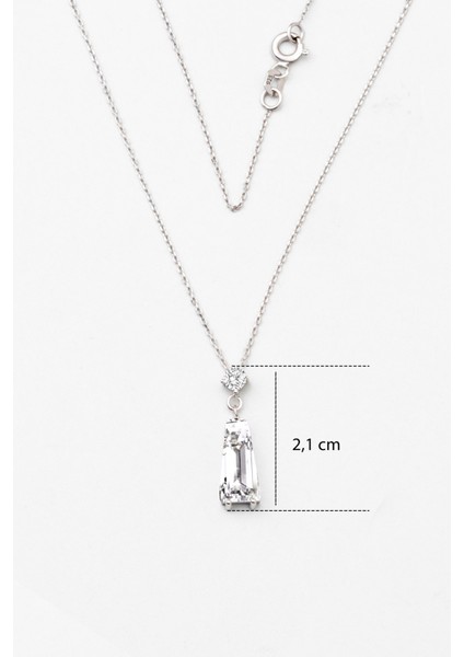 Beyaz Altın Sertifikalı Premium Created Taşlı 42 cm Trapez Kesim Kolye fiyatları