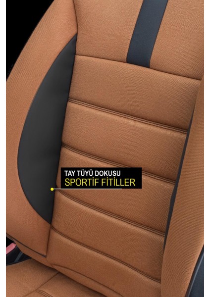 Skoda Citigo 2014 ve Sonrası Taba Başak Serisi Tay Tüyü Koltuk Kılıfı Seti (Ön–arka, Başlıklı, Yan Airbag Uyumlu) fiyatları