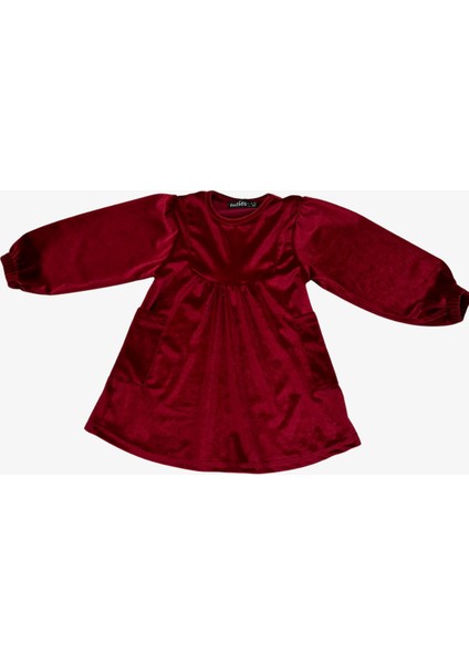 Kadife Bebek Elbise - Kırmızı