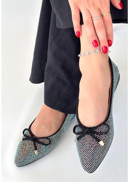 Sarra Siyah Saten Işlemeli Babet Ayakkabı fiyatları