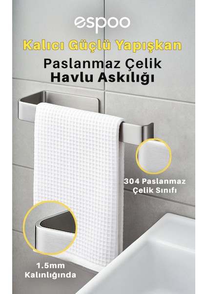 Banyo, Lavabo, Mutfak 304 Paslanmaz Çelik Yapışkanlı Havlu Askılığı, Havluluk Askısı