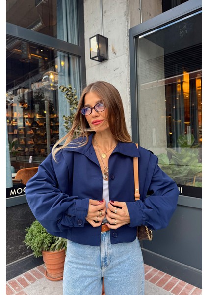 Lacivert Pile Detaylı Astarlı Ceket modelleri