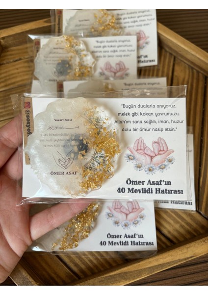 Altın Varaklı ve Kartlıklı Hediyelik Epoksi Magnet (10 Adet)