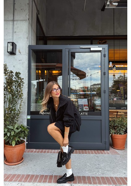 Siyah Dik Yaka Altı Lastikli Bomber Ceket indirimleri