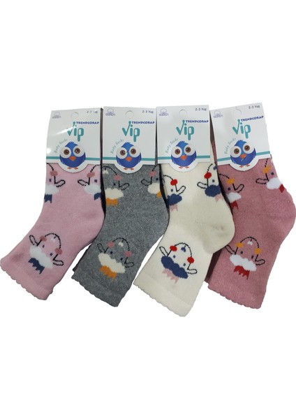 & Vip Serisi 6 Çift Pamuklu Kışlık Kalın Havlu Kız Bebek Soket Çorap