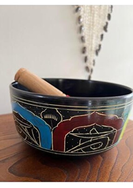 3 Renk Motifli Tibet Meditasyon Çanağı/meditasyon Kasesi (Singing Bowl) - 19 cm Çap fiyatları