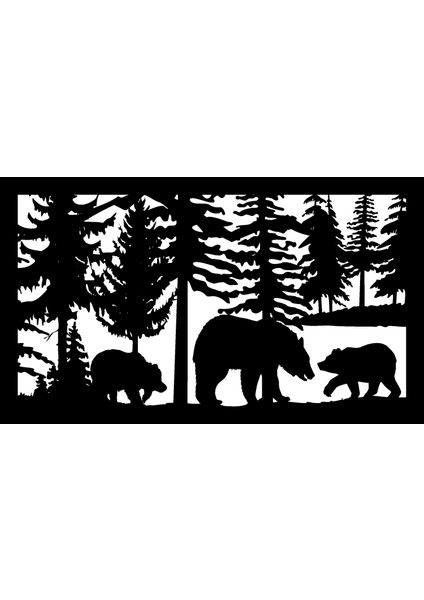 Ayı ve Orman Oto Özel Yeni Sticker 30 x 18 cm