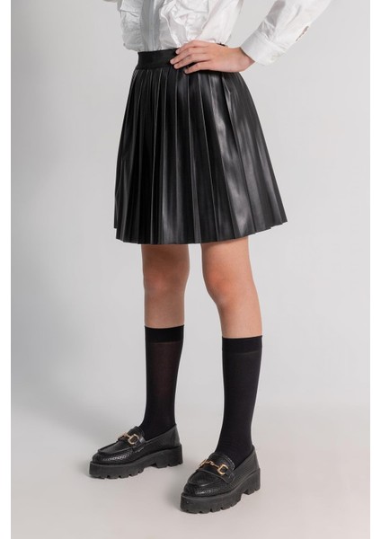 Dmb Piliseli Deri Etek - Siyah fiyatları