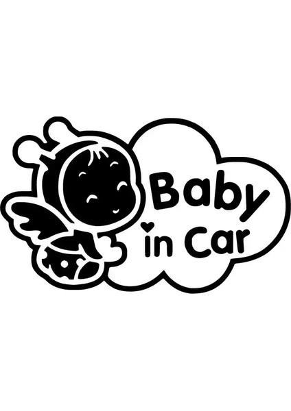 Baby In Car Melek Oto Özel Yeni Sticker Siyah 30 x 18 cm