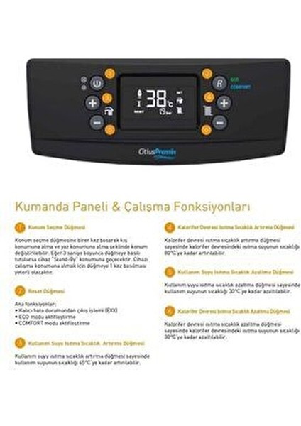 Citius Premix 24 Kw Bacalı Yoğuşmalı Kombi Baca Seti Dahildir Isıtma Kapasitesi modelleri