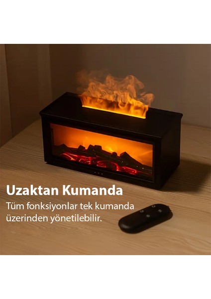 A4 Şömine Esintili Aromaterapi Difüzörü Ultrasonik Hava Nemlendici fırsatları