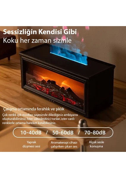 A4 Şömine Esintili Aromaterapi Difüzörü Ultrasonik Hava Nemlendici