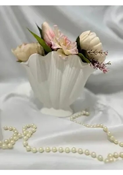 Istiridye Vazo, Dekoratif Vazo, Dekoratif Biblo Midye Vazo Deniz Kabuğu Şık Tasarım