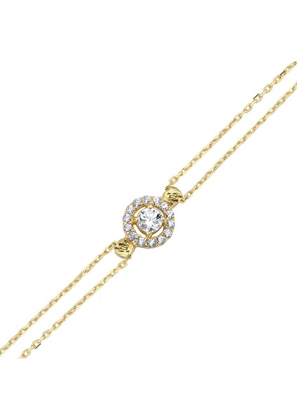 Altın Ortası Tektaşlı Zarif Bileklik