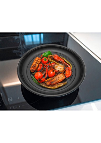 30 cm Közmatik Pratik Emaye Közleme Tavası Ocak ve Mangal Üstü (Patlıcan-Biber-Kestane-Mısır-Sebze) fırsatları